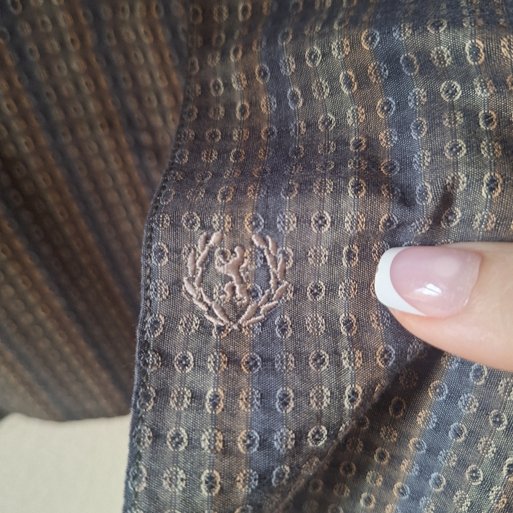 Bugatchi Uomo Mens Long Sleeve Button Up Brown Geometric Print Size L - Picture 5 of 6